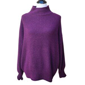 Nine West Plus Purple Turtleneck Sweater 221460 Solid Ribbed Trim